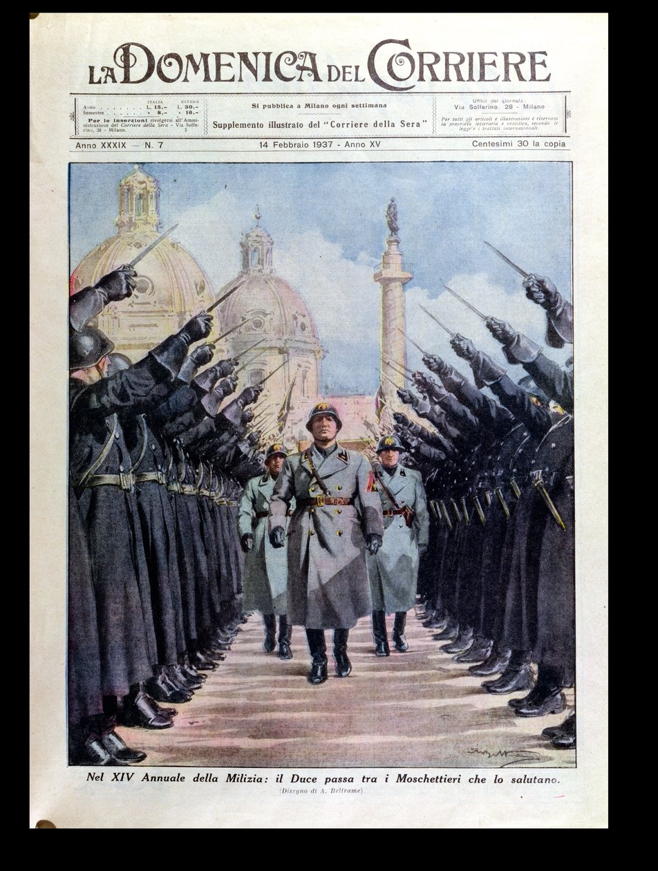 Benito Mussolini inspecteert de militie, uit 