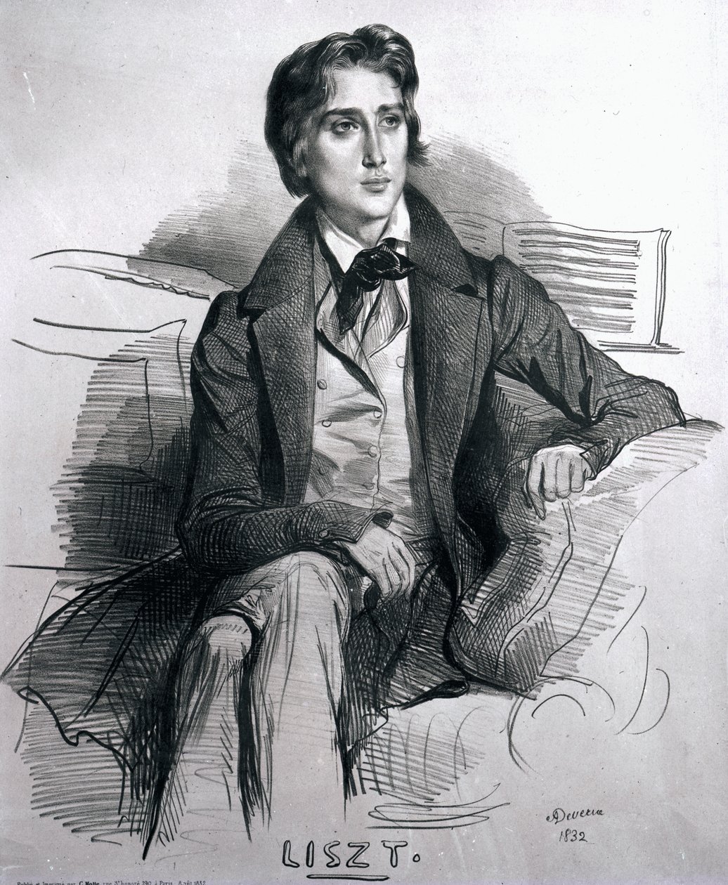 Portret van Franz Liszt (1811-86) Augustus 1832 door Achille Devéria