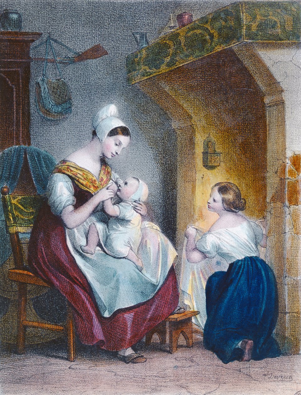 De voedster door Achille Devéria