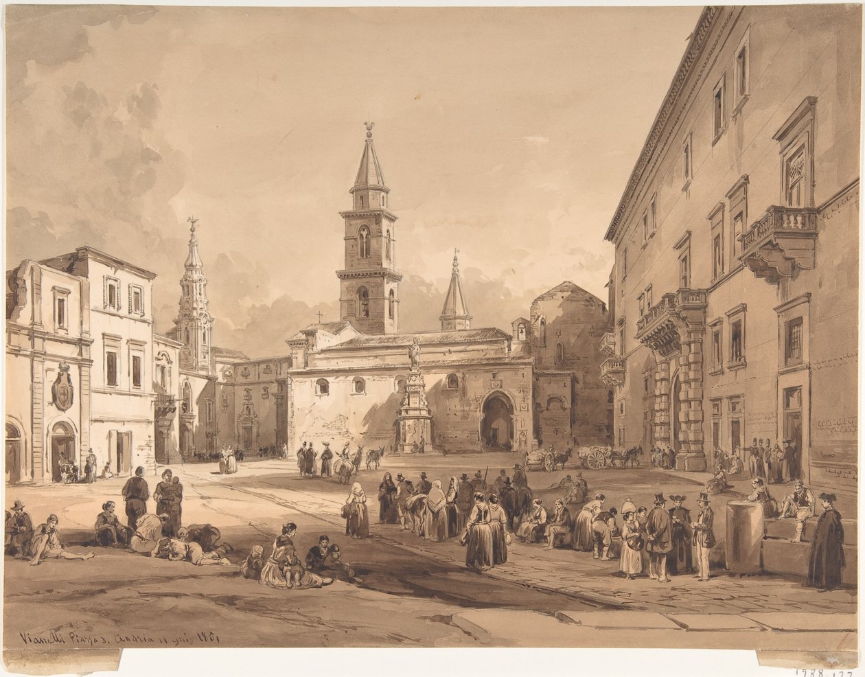 Het hoofdplein in Andria door Achille Vianelli