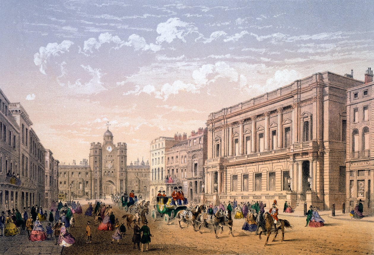 St James Palace en Conservative Club, prent gemaakt door Ch. Riviere, 1862 door Achille Louis Martinet