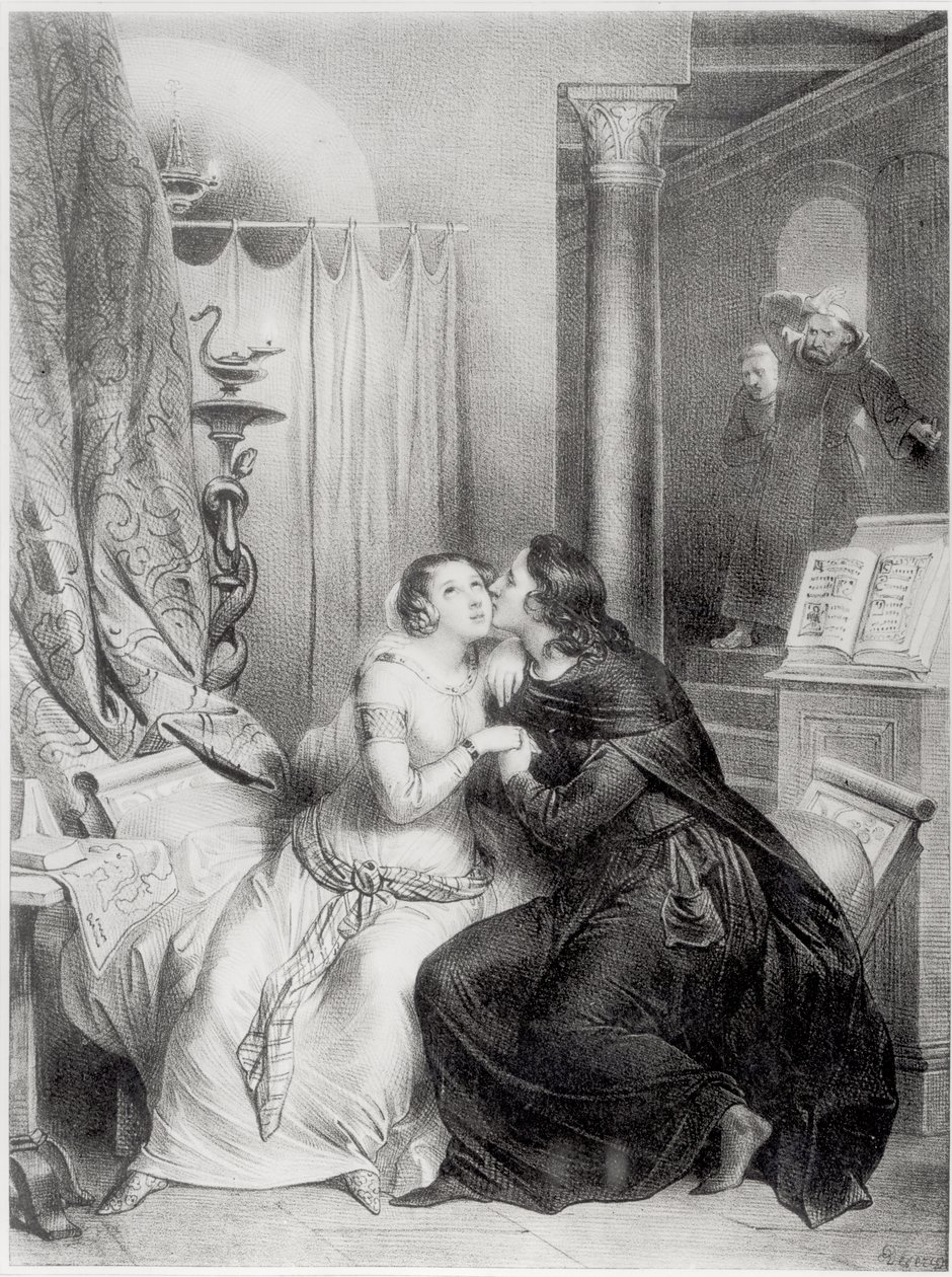 Heloise en Abelard door Achille Devéria