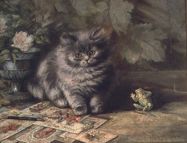 Een Portret van een kitten door Ada Eliza Tucker