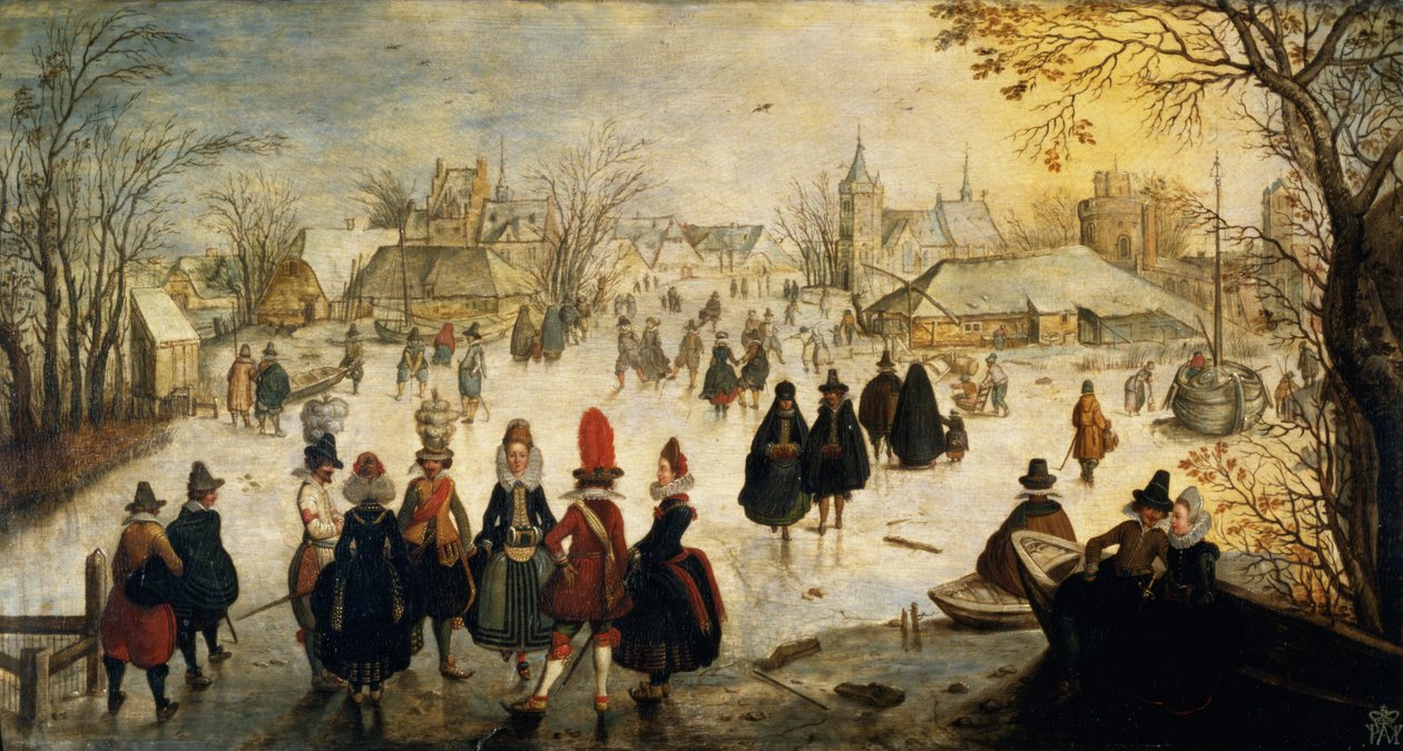 Schaatsscene door Adam van Breen