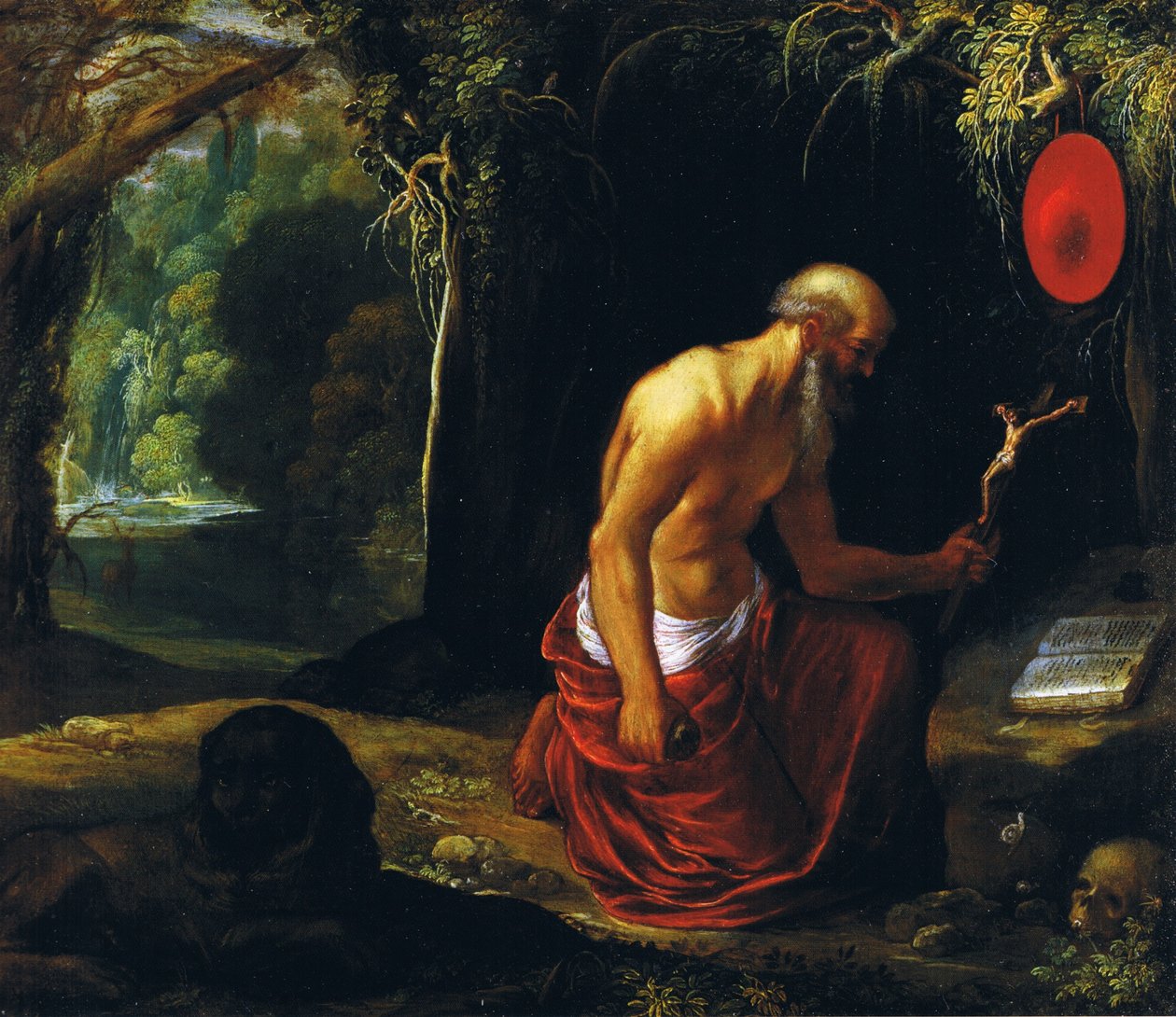 Hiëronymus in de wildernis door Adam Elsheimer