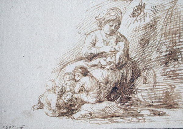 Vrouw die Borstvoeding Geeft door Adam Elsheimer