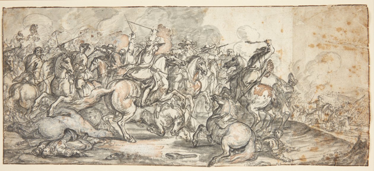Ruitergevecht door Adam Frans van der Meulen