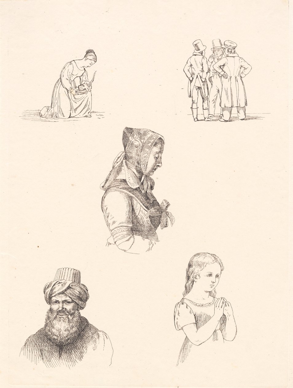 Proefblad met figuurstudies door Adam Müller
