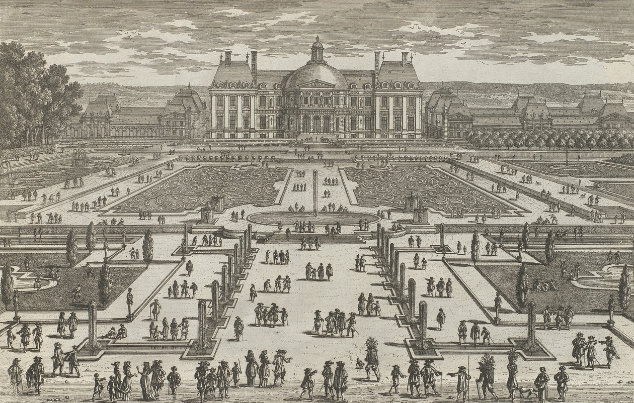 Uitzicht op Vaux-Le-Vicomte, 1680s door Adam Perelle