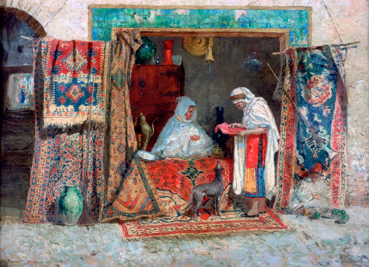 Tapijthandelaar, ca. 1870-1913 door Addison Thomas Millar