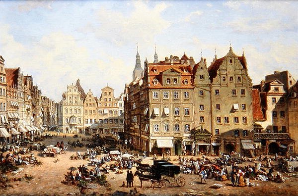 De Markt in Wroclaw door Adelbert Wolfl