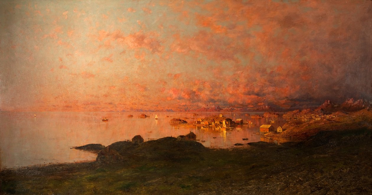 Midzomernacht, Lofoten, Noorwegen door Adelsteen Normann