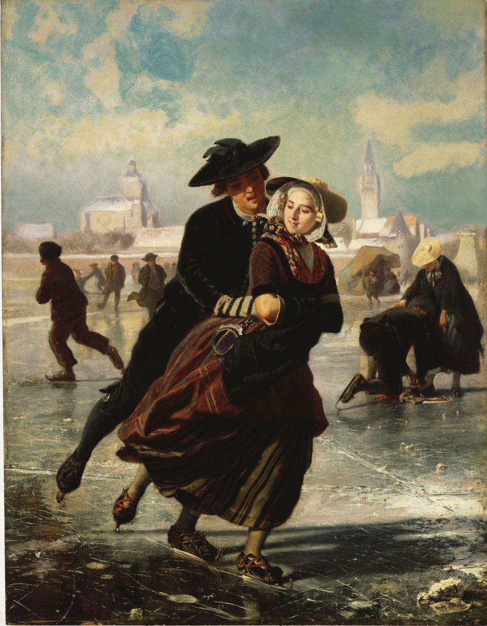 Liefhebbers Schaatsen door Adolf Alexander Dillens