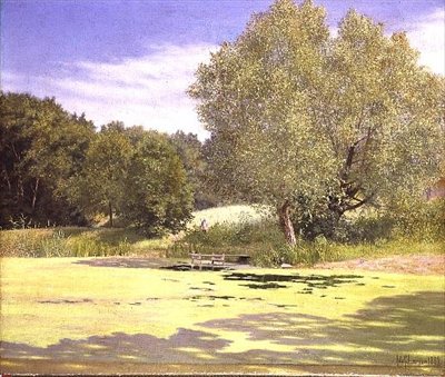 Een Visser Verlaat een Vijver door Adolf Alfred Larsen