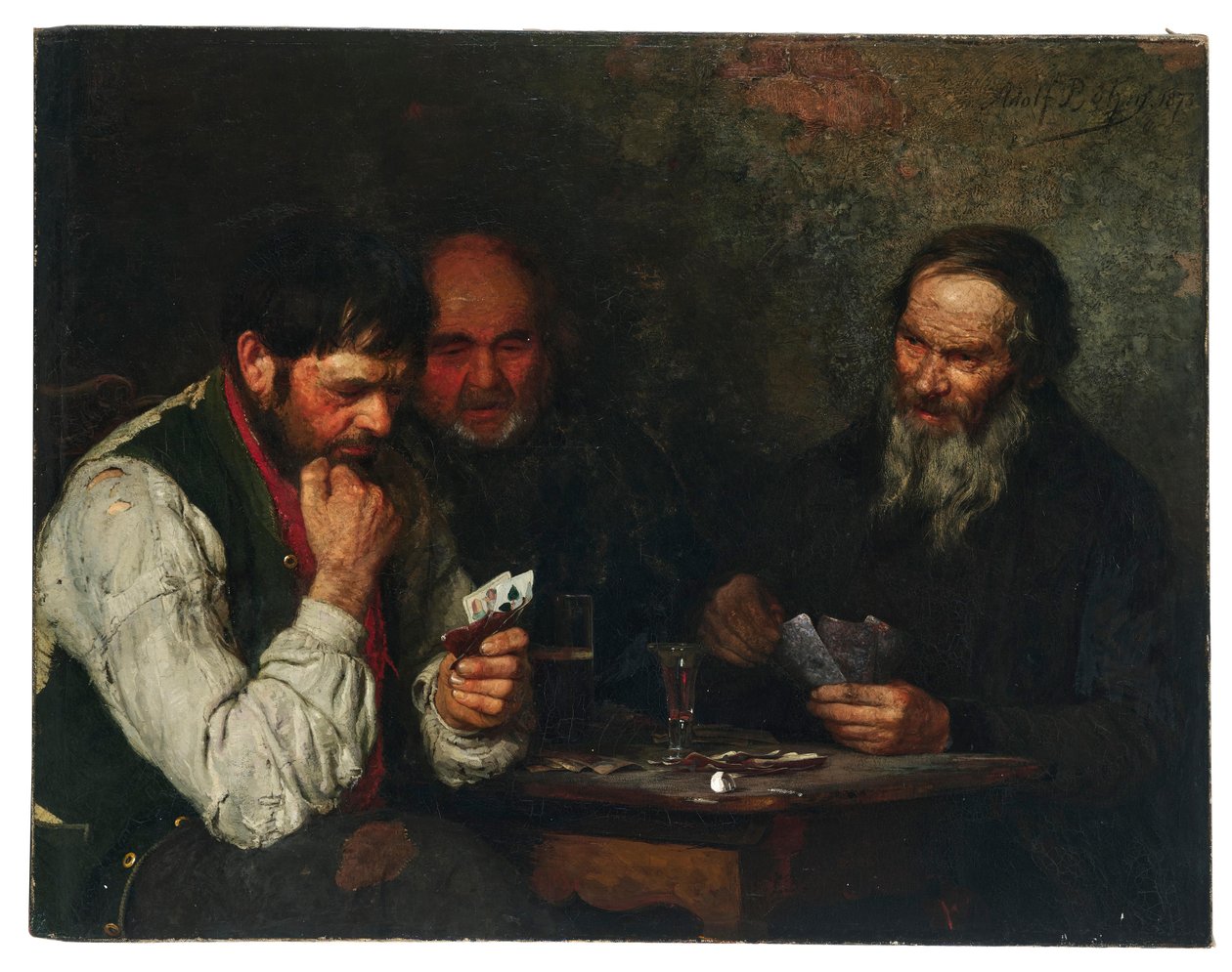 Adolph Böhm kaartspeler door Adolf Bohm