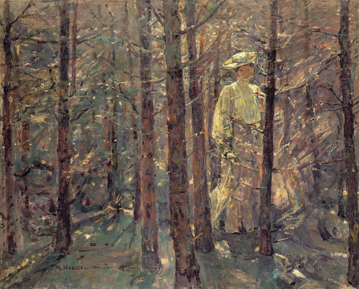 Vrouw in een bos, 1906 door Adolf Hoelzel