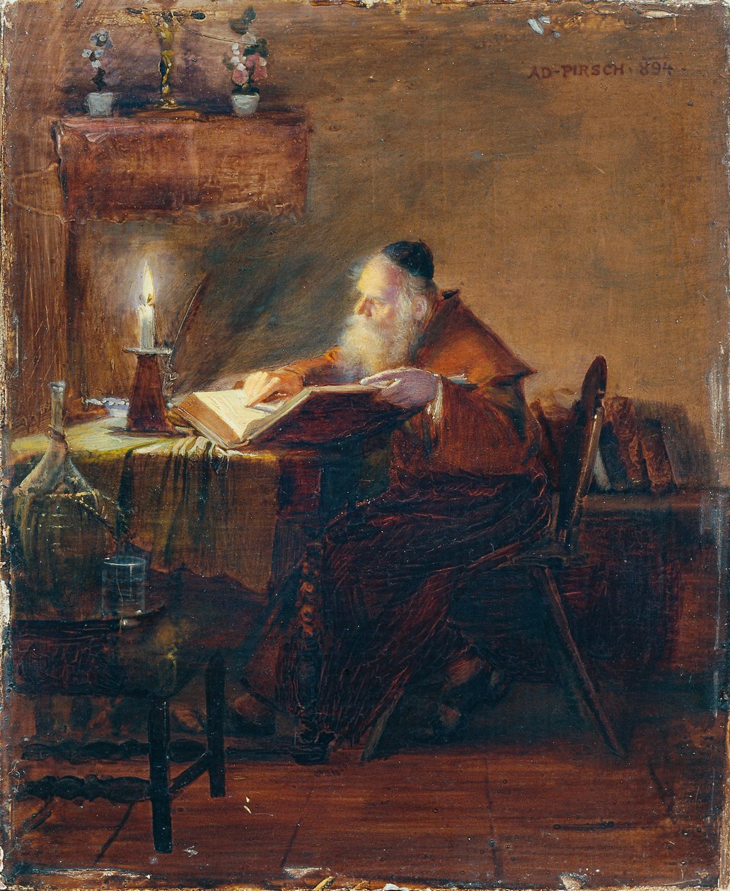 Lezende kluizenaar door Adolf Pirsch