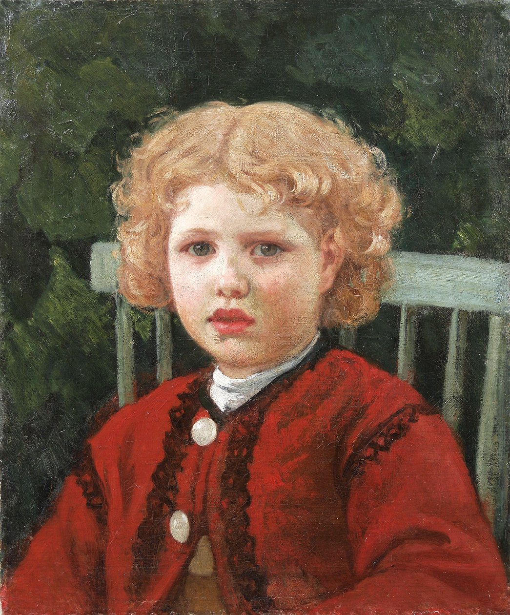 Meisje met krullend haar door Adolf von Becker