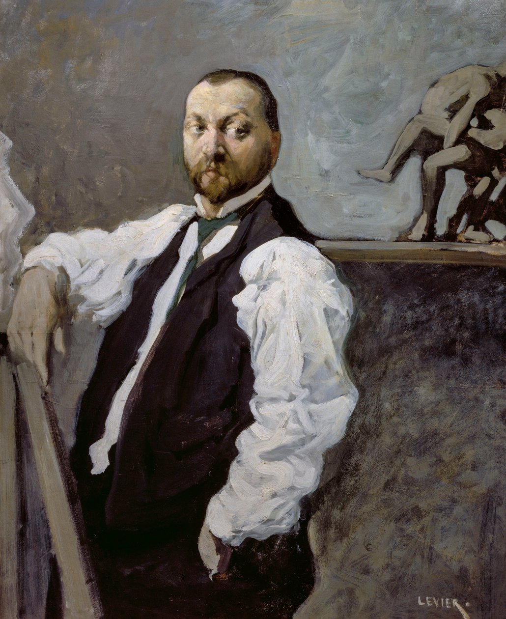 Portret van beeldhouwer Alfonso Canciani door Adolfo Levier
