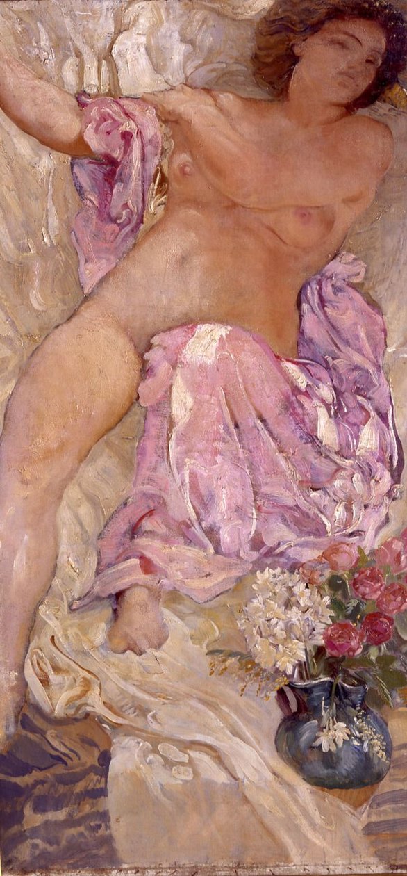 Naakt met bloemen, 1910 door Adolfo de Carolis