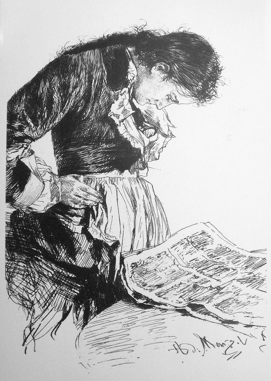 De krantenlezeres door Adolph Menzel