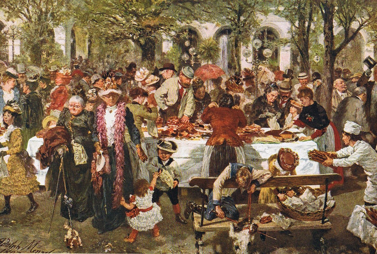 Banketbakkerij in het kuurpark van Kissingen door Adolph Menzel