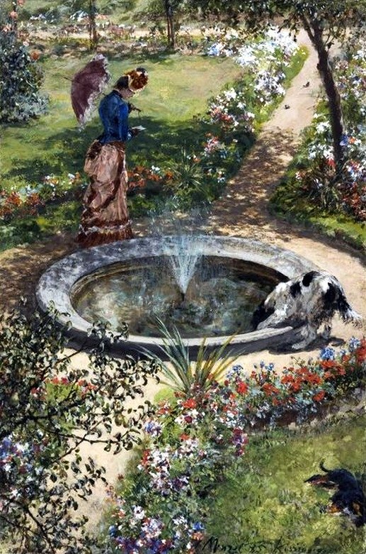 Tuin in Kissingen door Adolph Menzel