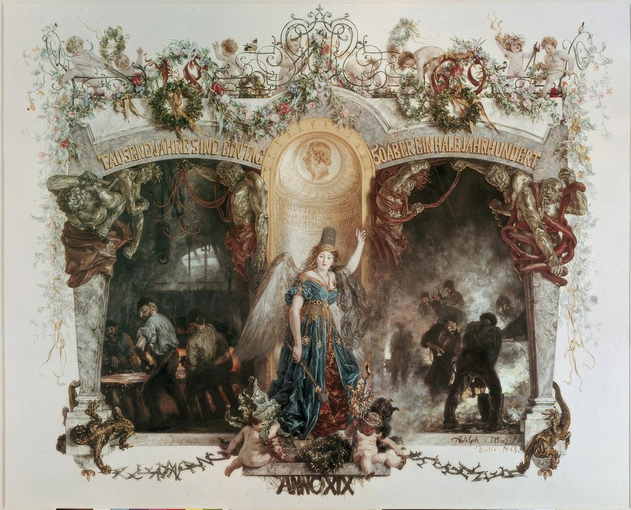 Adres voor het vijftigjarig jubileum van de firma Heckmann door Adolph Menzel