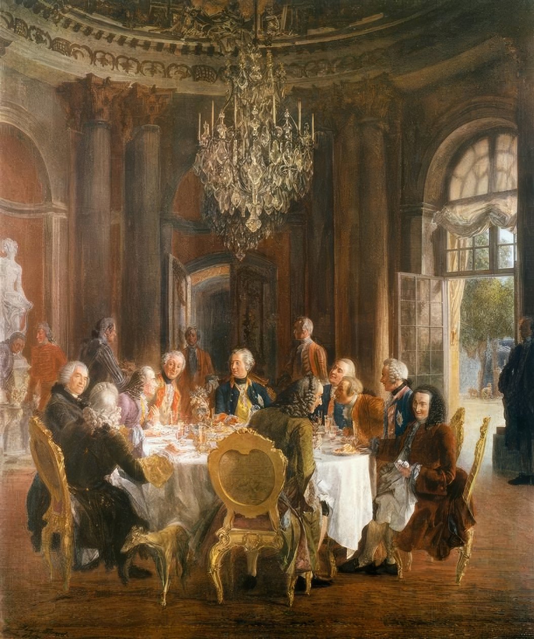 Koning Friedrichs II. tafelronde in Sanssouci door Adolph Menzel