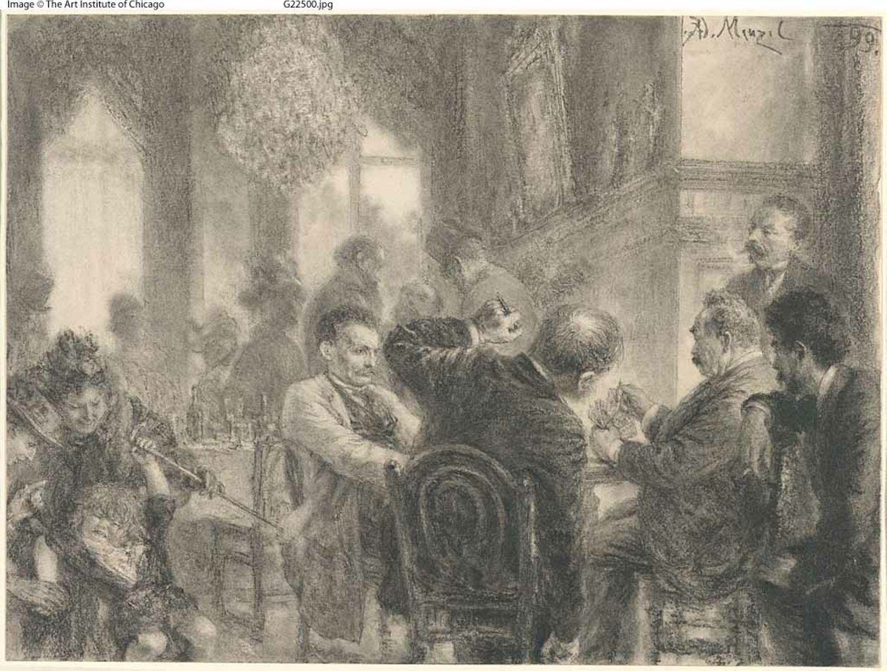 Het kaartspel door Adolph Menzel