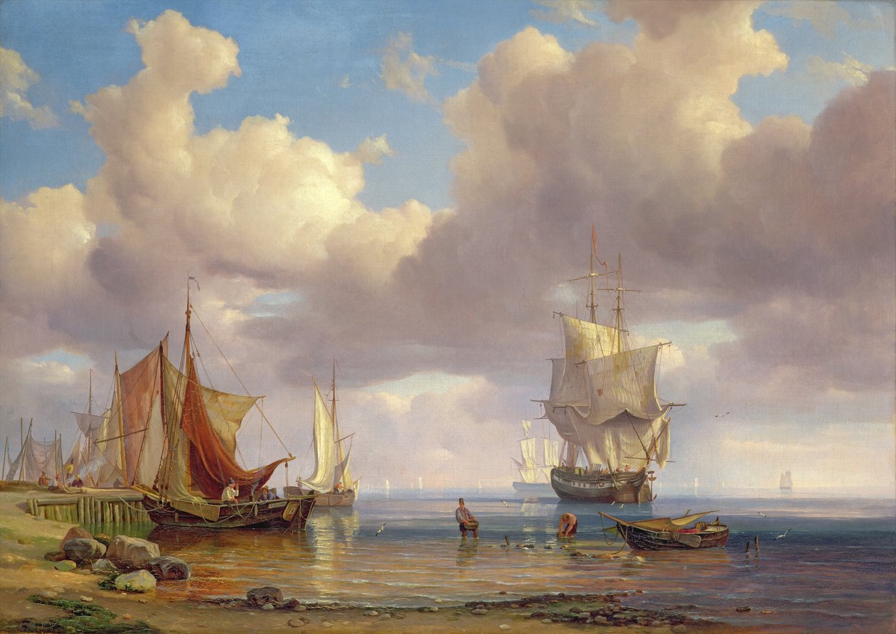 Kalme zee door Adolph Friedrich Vollmer