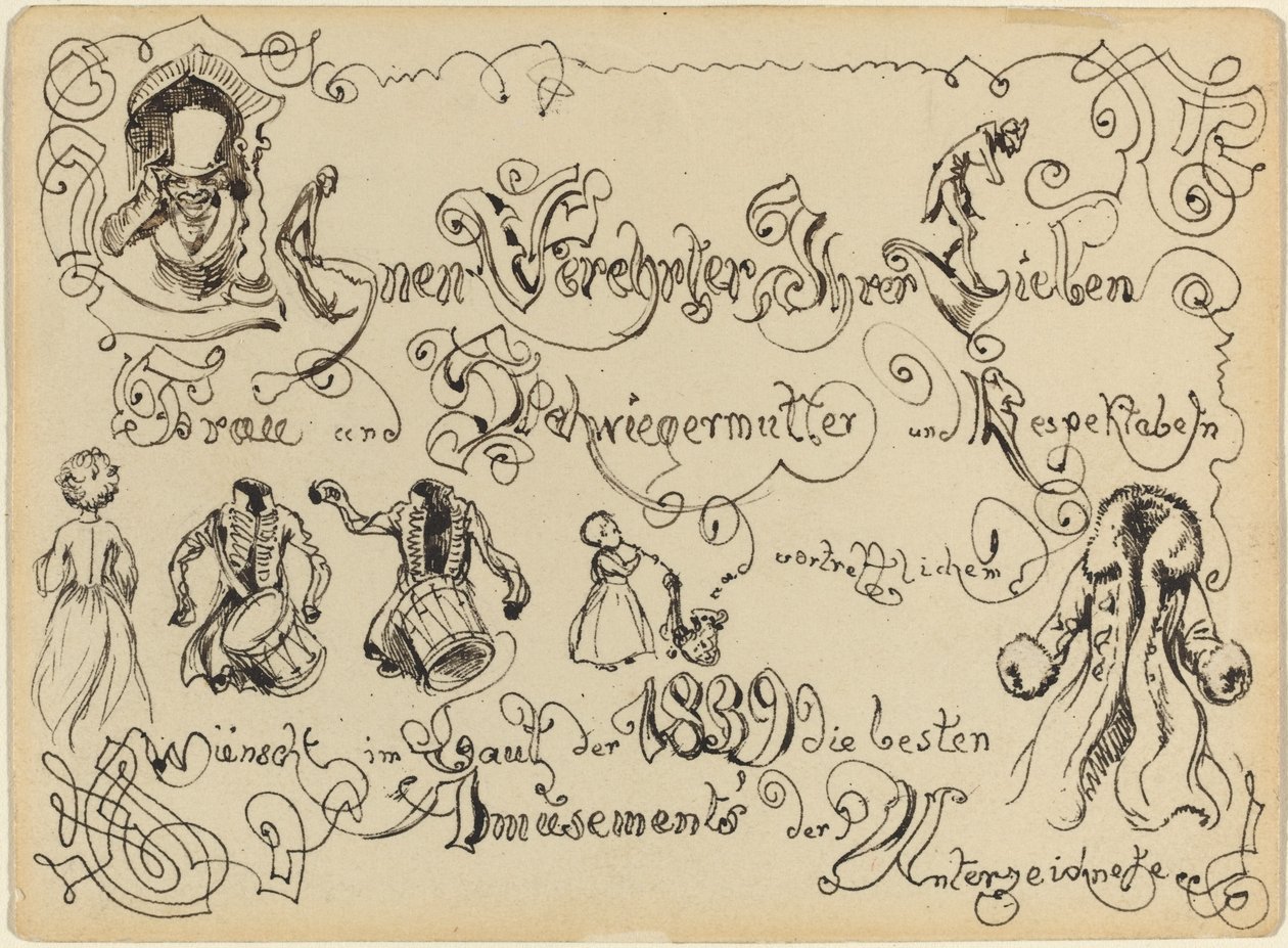 Een nieuwjaarsgroet door Adolph Menzel