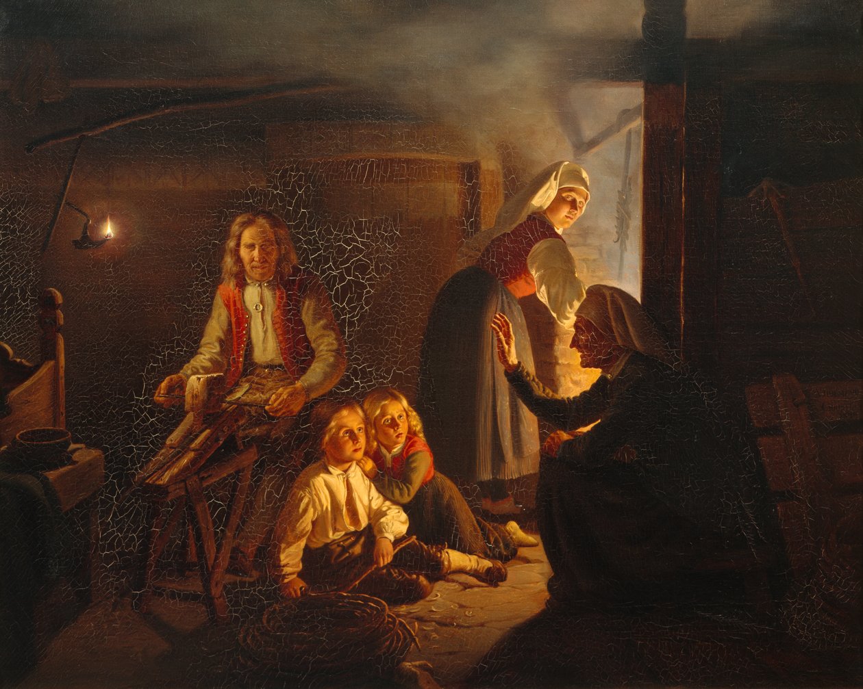 De verhalenverteller (schilderij) door Adolph Tidemand