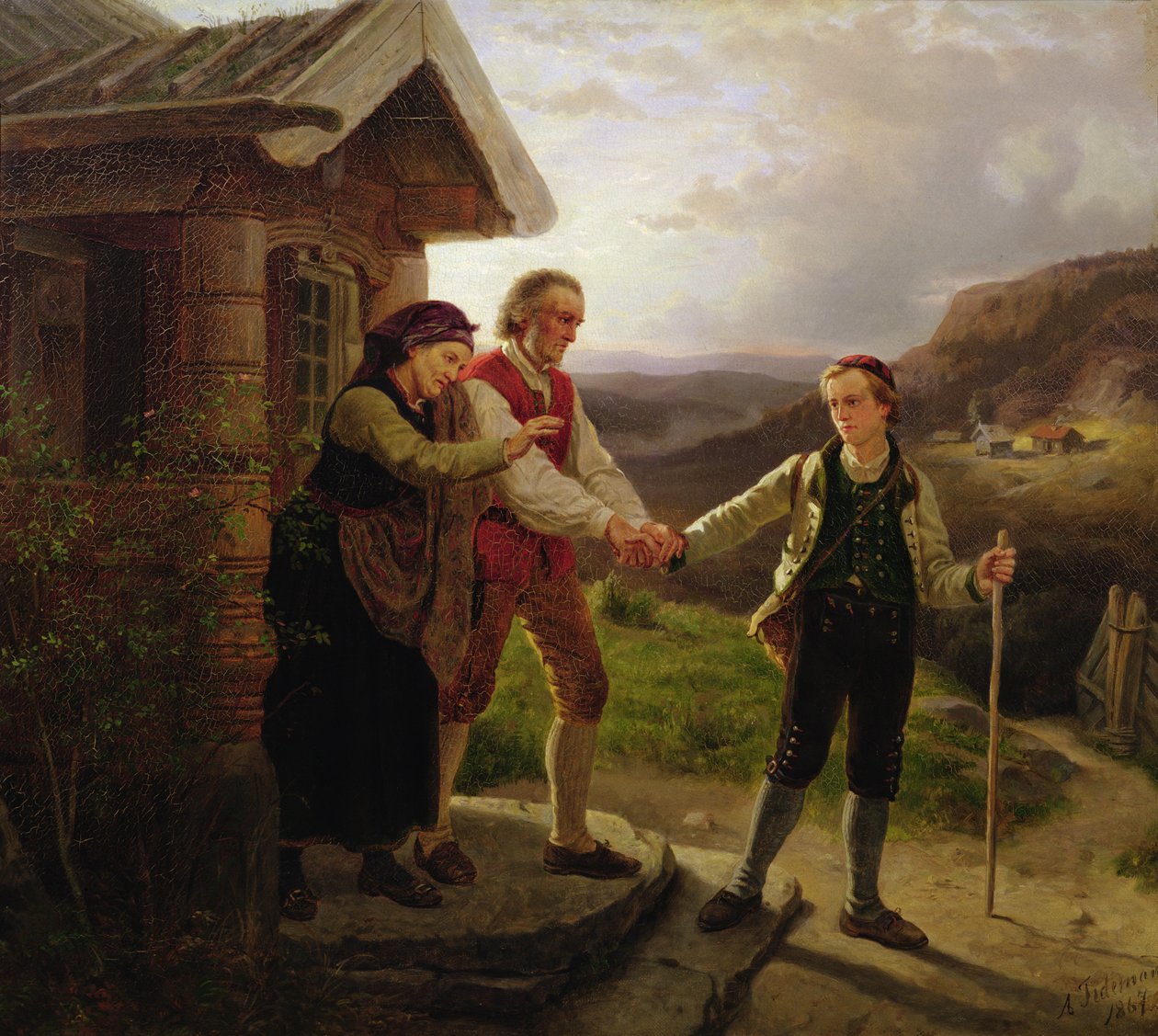 Het afscheid van de jongste zoon door Adolph Tidemand
