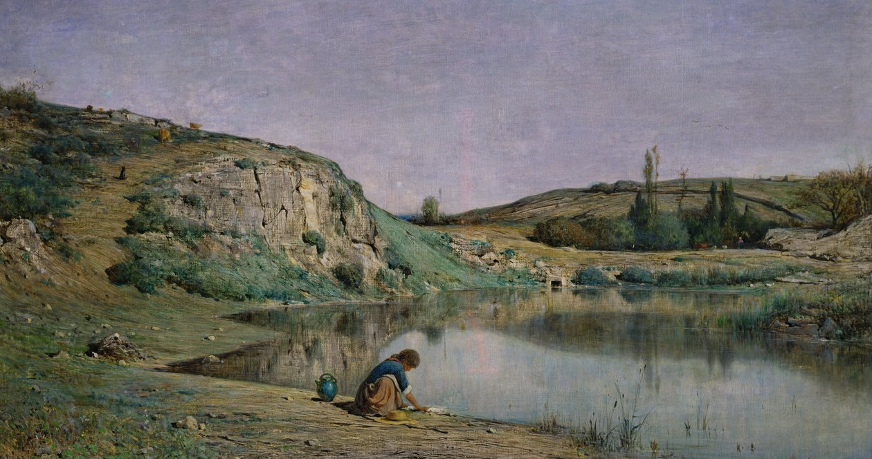 Oever van het Meer van Bourget door Adolphe Appian