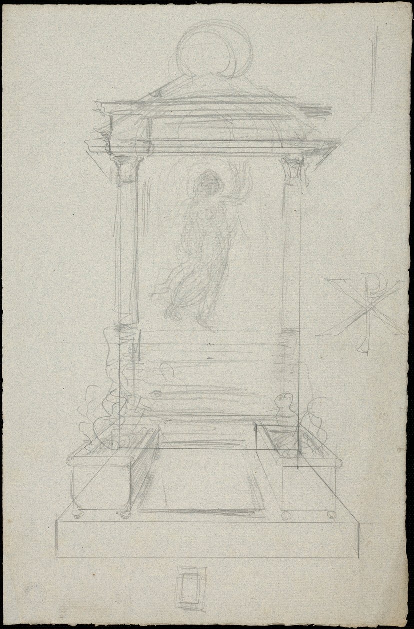 Schets van een graf voor de familie Karakehia op de begraafplaats Père Lachaise in Parijs door Adolphe Victor Geoffroy Dechaume