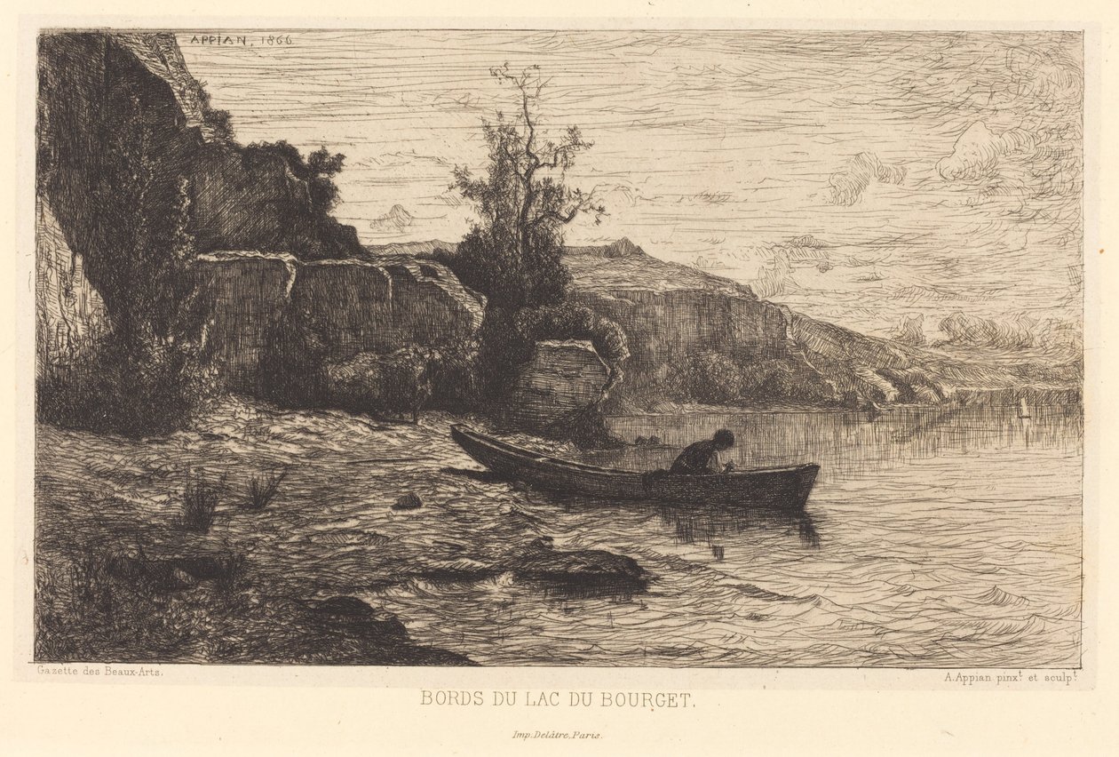 Oevers van het Meer van Bourget door Adolphe Appian