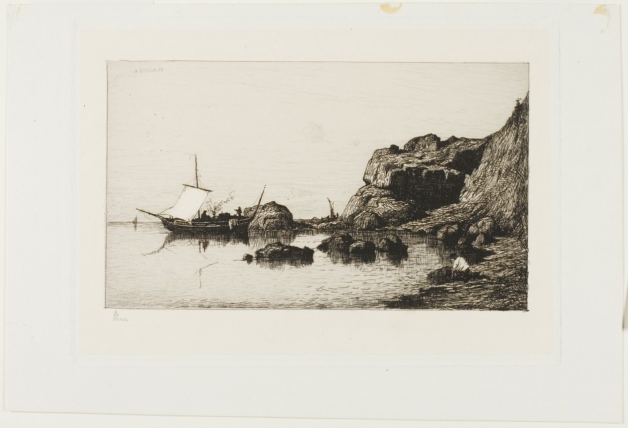 Vissersvaartuigen bij de kliffen van Collioure door Adolphe Appian