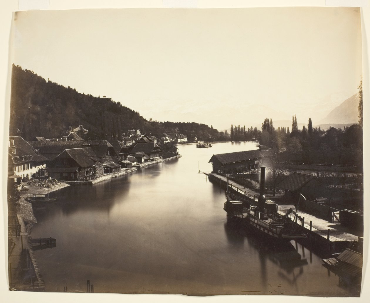 Stoomboot in het meer van Thun, Zwitserland door Adolphe Braun