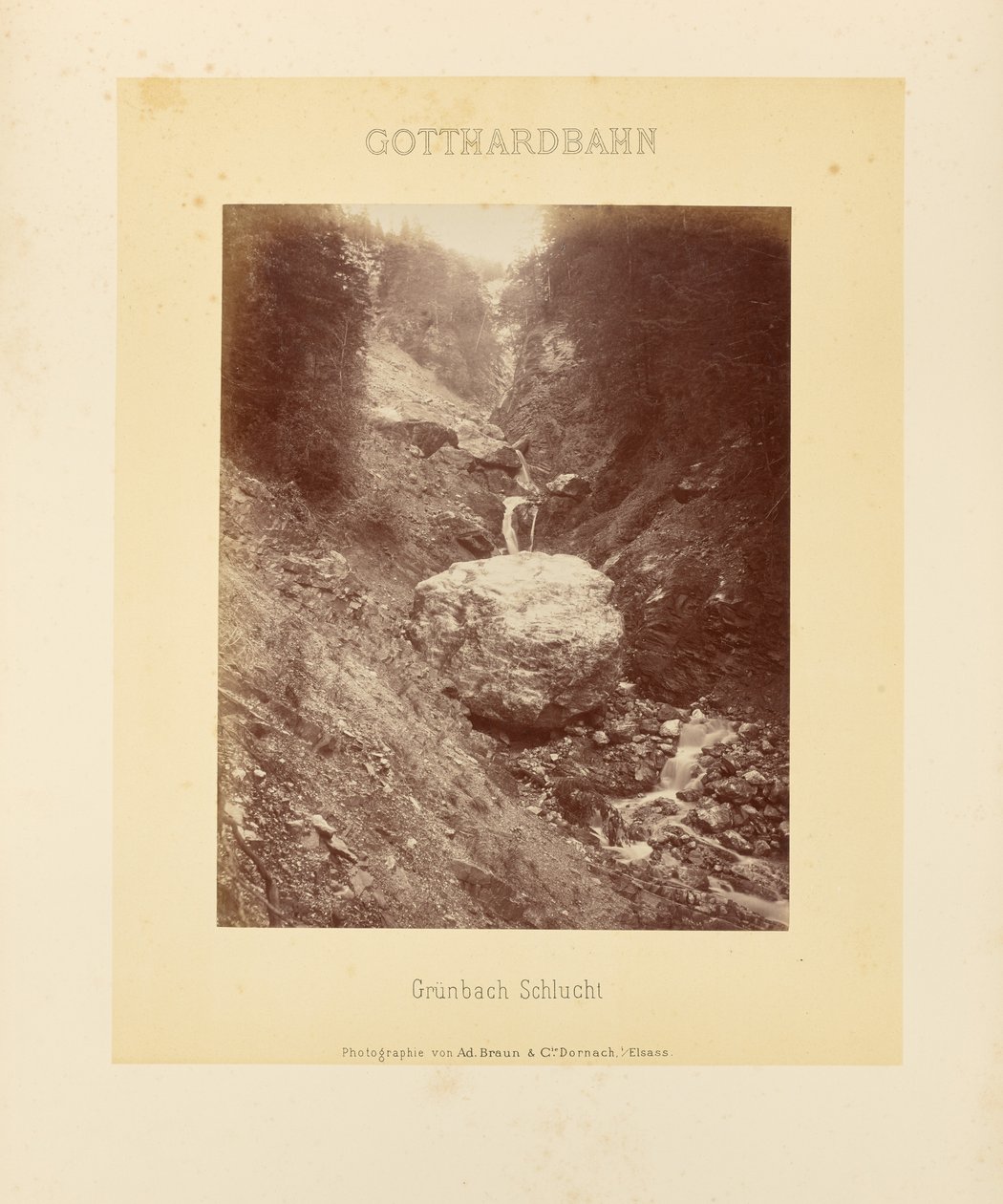 Gotthardspoorweg: Grünbachkloof door Adolphe Braun and Cie