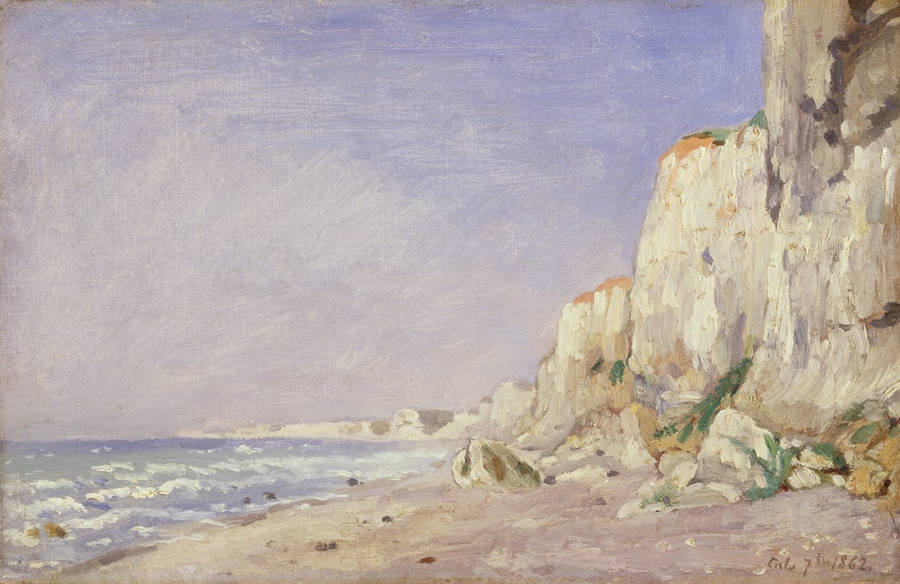 Kliffen bij Dieppe, 1862 door Adolphe Felix Cals