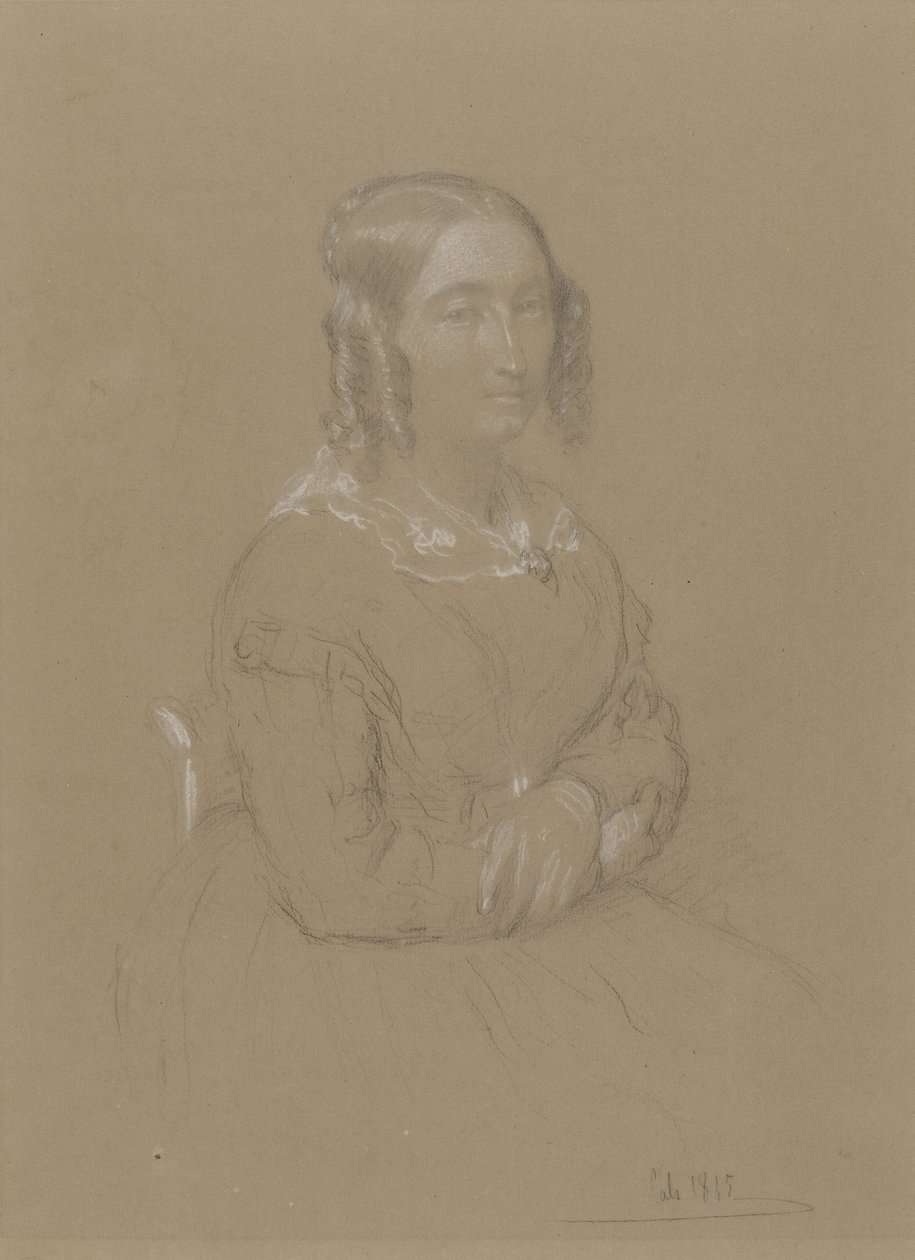 Damesportret door Adolphe Felix Cals
