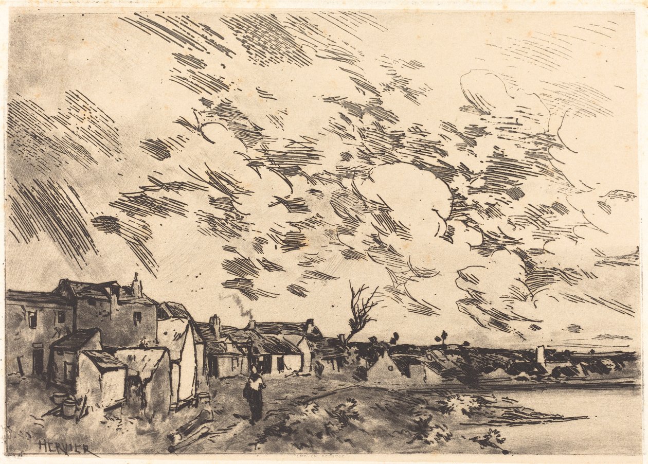 Dorp aan de Oever van een Rivier door Adolphe Hervier