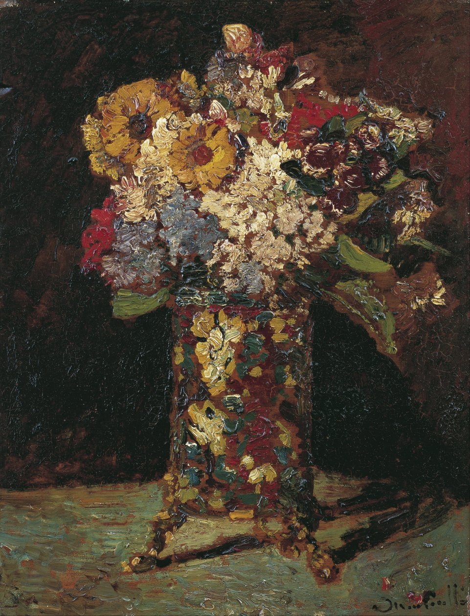 Bloemenstilleven door Adolphe Joseph Thomas Monticelli