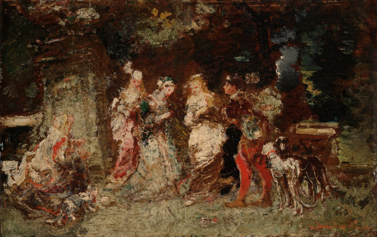 Tuin scène door Adolphe Joseph Thomas Monticelli