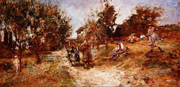Landschap bij Ganagobie, 1872 (paneel) door Adolphe Joseph Thomas Monticelli
