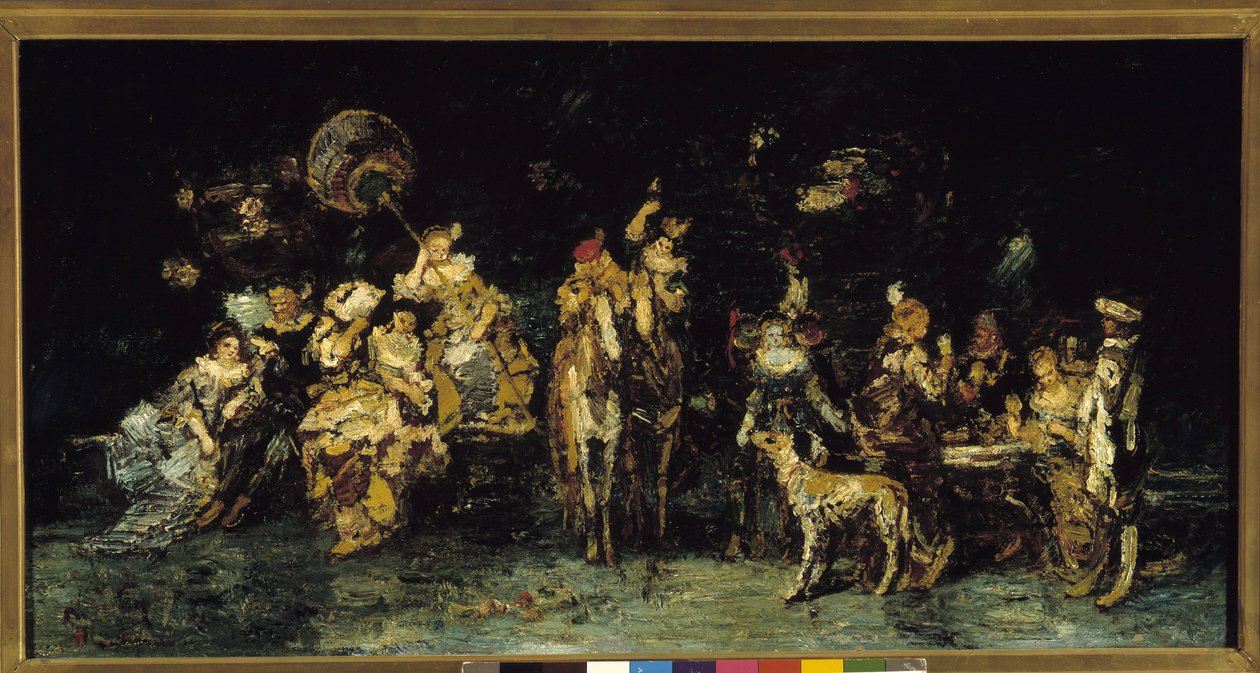 Nachtfeest in een park door Adolphe Joseph Thomas Monticelli