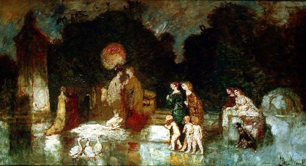 Scène in het Park door Adolphe Joseph Thomas Monticelli