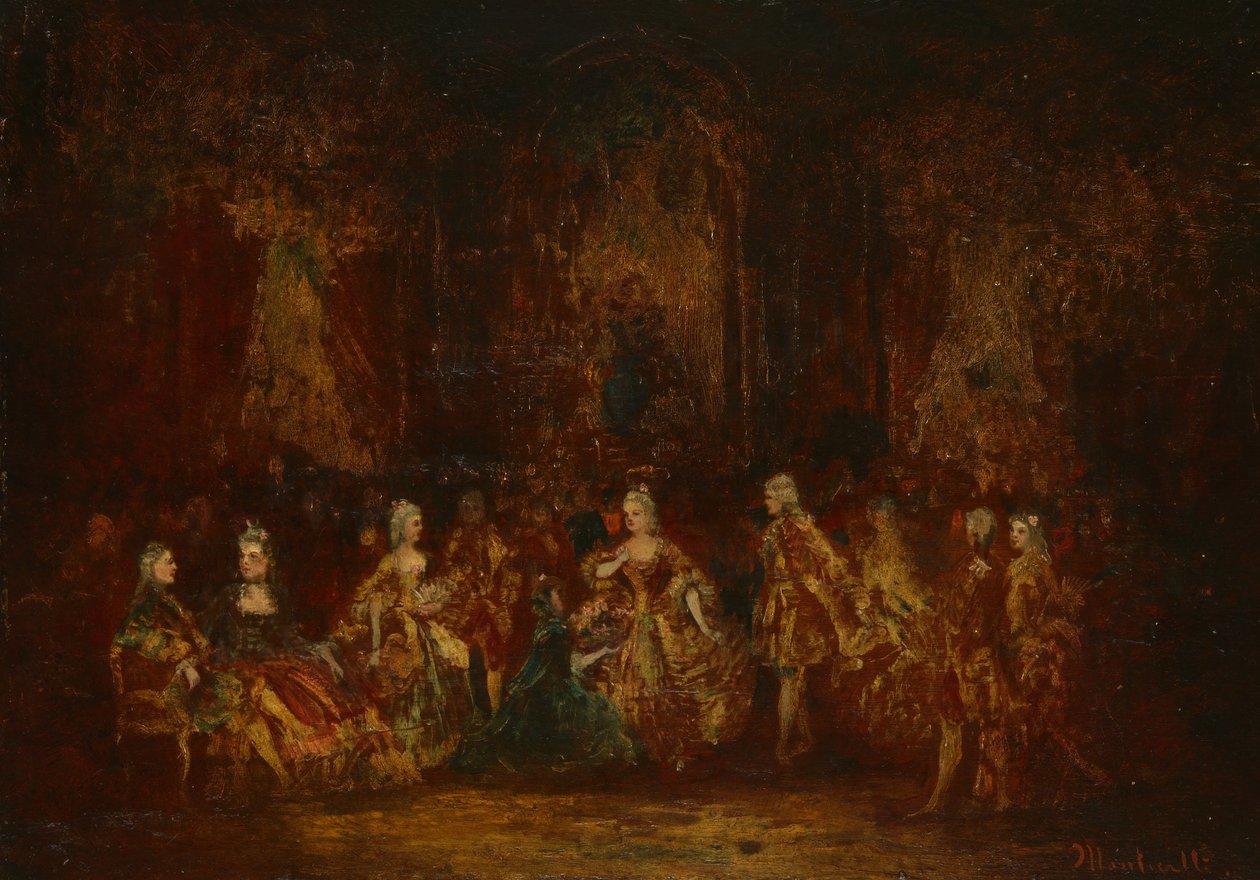 Personen in Louis XV Kostuums door Adolphe Monticelli