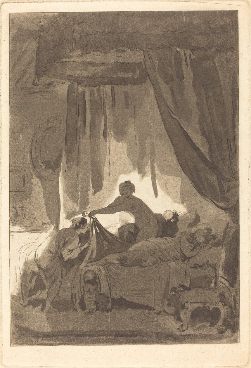 Mona Lisa door Adolphe Théodore Jules Martial Potémont after Jean Honoré Fragonard